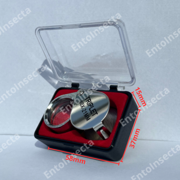 Lupa metálica plegable de 30x-21mm con estuche - Imagen 2