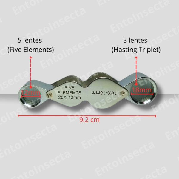 Lupa metálica doble de 20x-12mm y 10x-18mm con estuche - Imagen 4