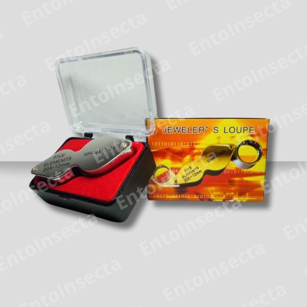 Lupa metálica doble de 20x-12mm y 10x-18mm con estuche
