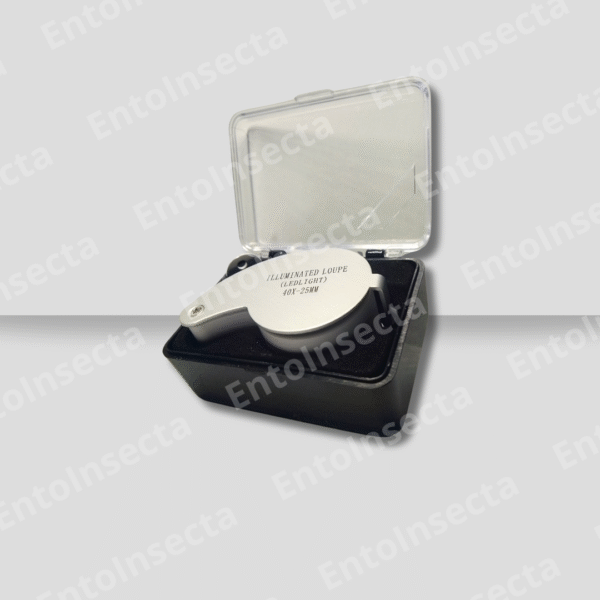 Lupa 40x-25mm con Luz led doble + protector acero inoxidable + estuche - Imagen 4
